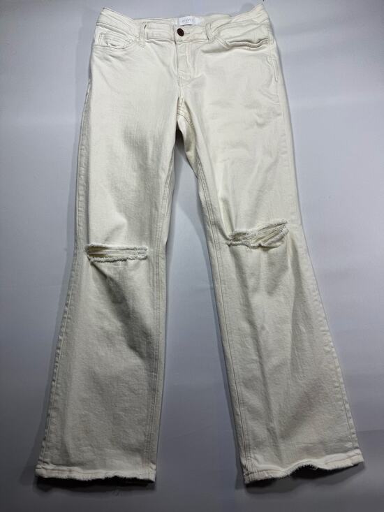 Vervet Denim - Vervet Blue Women's Distressed Straight Leg Cream Denim Jeans - Size 30x30.5